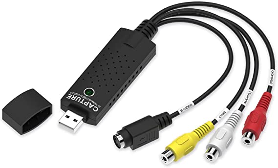 If-Link Video Audio Capture Card Adapter, USB 2.0 Grabber Transfer VHS VCR USB TV Hi8 Game S Video to Digital DVD Converter, Support Vista XP mac OS Windows 10/8.1/8/7