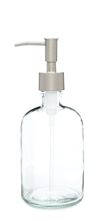 Clear Recycled Glass Soap Dispenser w/ Rustic Stainless Pump
