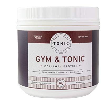 TONIC: Gym & Tonic  Collagen Powder & Alternative to Whey Protein Powder, Paleo   Keto Friendly, Muscle Building, Unflavored, 20 Servings