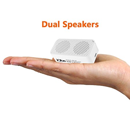 iQbe Wireless Mini Bluetooth Speaker with Microphone and Selfie Camera Functions - White