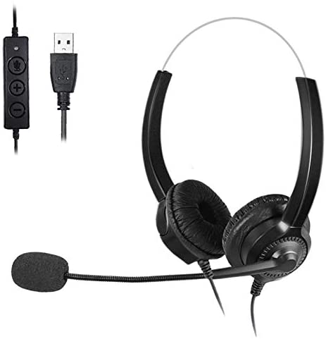 Headset - USB Headsets with Microphone, Noise Cancelling Corded Headphone for PC, Wideband PC Headphone for Business UC Skype Lync Softphone Call Center Office Computer Clearer Voice