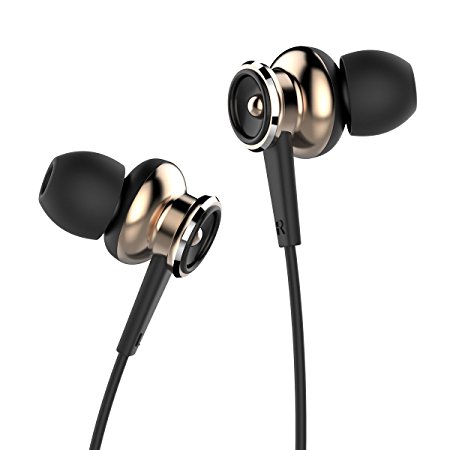 UiiSii GT550 Loudspeaker In ear Headphones Heavy Bass Earphones with In line Microphone volume control remote for iPhone Samsung Huawei Nexus BlackBerry etc Gold
