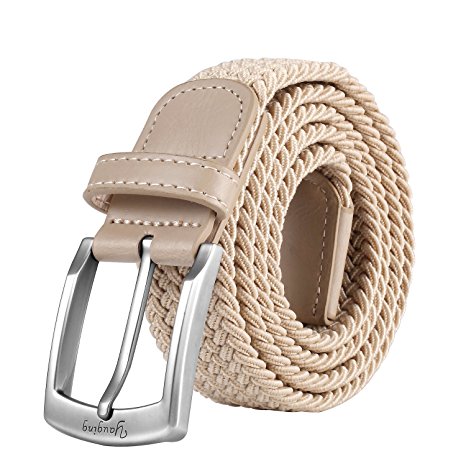 YAUGING Men Belts, Elastic Braided Stretch Belt with Covered Buckle, for Jeans, Trouser Belts