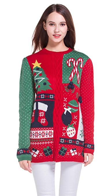 Women's Christmas Cute Knitted Tunic Sweater Girl Pullover