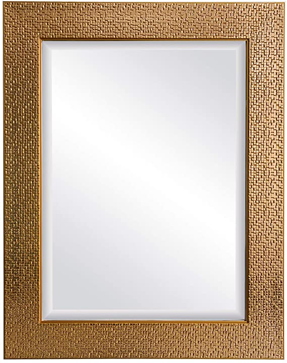 oruii Gold Wall Mirror, 22x28 inch Brass Framed Bathroom Mirror, Rectangular Wall Mounted Mirror for Living Room, Dining Room, Vanity Room, Entryway, Hallway.