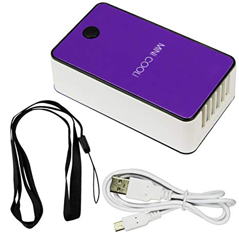 ESUMIC Portable Mini Air Conditioner Travel Handheld USB Rechargeable Cooling Fan for Summer purple