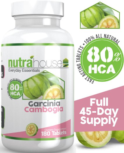 NutraHouse Vitamins Garcinia Cambogia Dietary Supplement for Weight Loss, 180 Tablets