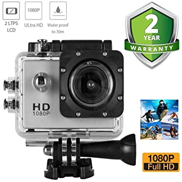 Exxelo Sport Action Camera 2 inch LCD Screen 16 MP Full HD 1080P with 170˚ Ultra Wide-Angle Lens