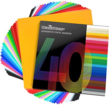 TECKWRAP Permanent Adhesive Vinyl Sheets 12" x 12" 40 Sheets/Pack Assorted Colors for Craft Cutters