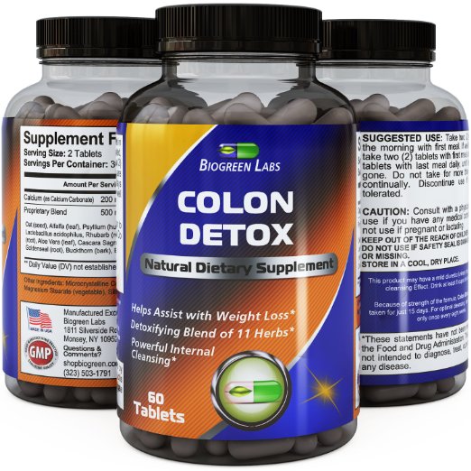 Detoxifying Colon Detox Formula 9733 Pure and Natural Ingredients for a Safe Cleanse 9733 Biogreen Labs