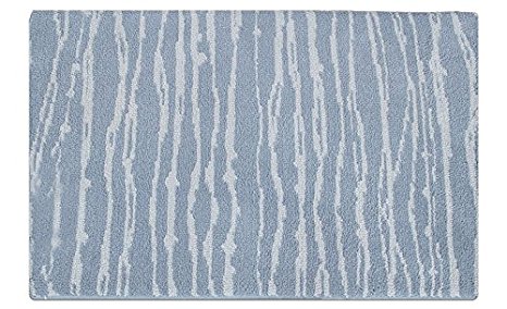 Fabbrica Home Non-Slip Bath Kitchen Accent Memory Foam Rug Mat, 34" x 21" (Organic Stripe-Blue Gray)