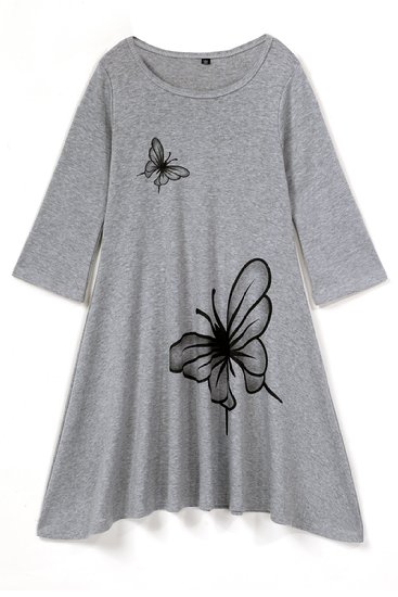 Zeagoo Fall Clothes Little GirlsSoft Cotton Long Sleeve Butterfly Print A-Line Dress