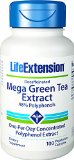 Life Extension Decaffeinated Mega Green Tea Extract 98 Polyphenolds Vegetarian Capsules 100-Count