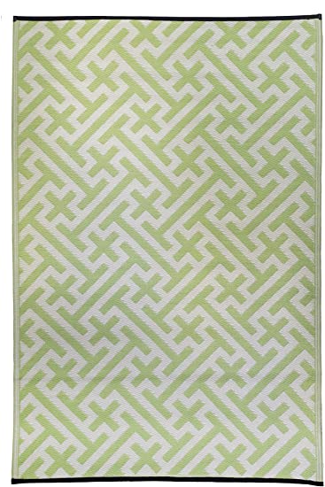 FH Home Green 4' x 6' FH37 Indoor Outdoor Reversible Recycled Plastic Mat