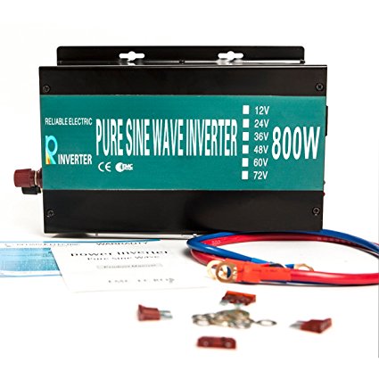 Reliable 800W LED Display Home Generator True Pure Sine Wave Solar Power Inverter Off Grid DC to AC 24V 120V Converter (Black)