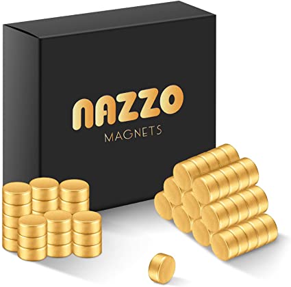 NAZZO Small Round Magnets, Rare Earth Magnets, Neodymium Magnets for Fridge, Office, Hobbies, Crafts and Science, 3mm Tiny Strong Magnets, Gold