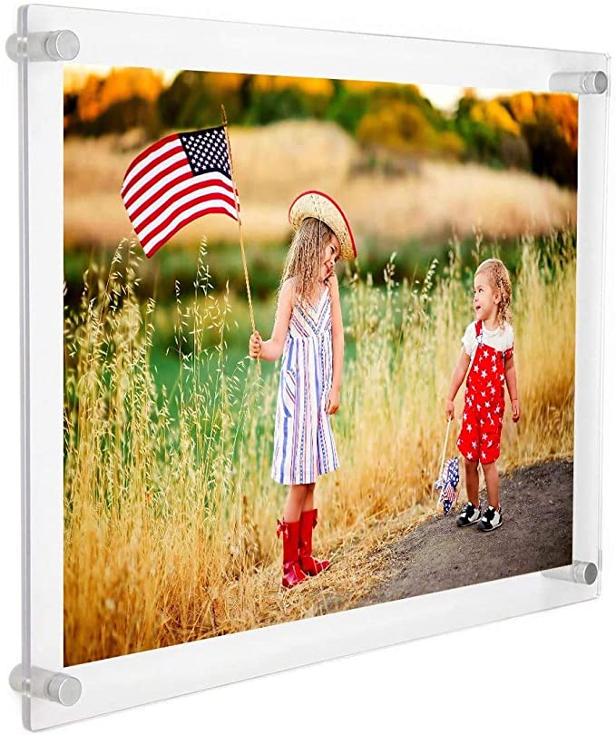 12x16 Clear Floating Acrylic Picture Frame,16x12 Inch Wall Mount Plexiglass Picture Frames for Poster Signs Certificate Art Painting Photography Photo Display - Lucite Clear Frameless Wall Photo Frame