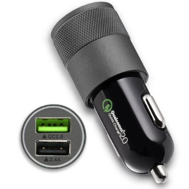 iClever-F Car Charger, 4.8A / 30W Dual-Port Quick Charge with Advance Technology for   iPhone, iPad Air 2, Samsung Galaxy S7/S6Edge, Nexus 6, HTC and More (4.8A Black)