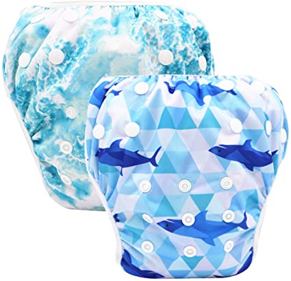 storeofbaby Reusable Swim Diapers Covers Waterproof Swimming Pants for 8-36lbs Unisex Baby Pack of 2