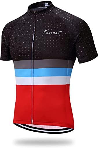Coconut Ropamo Men's Cycling Jersey Shorts Sleeve Bike Clothing Biking Shirt with 3 Pockets