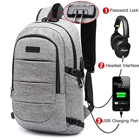 SUMSUNSHINE Laptop Backpack, Anti-theft Business Laptop Backpack with USB Port - Water Resistant Travel Backpack Book School Bag for College Student Work Men & Women