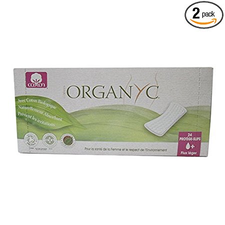 ORGANYC Hypoallergenic 100% Organic Cotton Panty Liners, 24-count Boxes (Pack of 2)