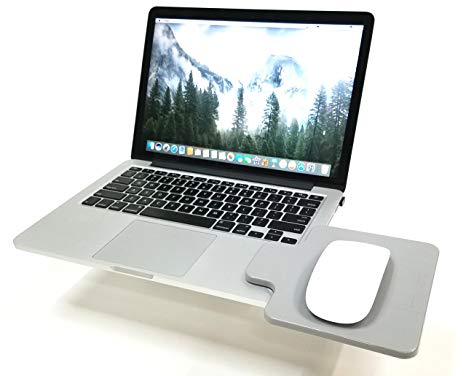 Mouse Ledge - Gray - Platform Laptop Computer Extension Surface - Attaches Directly To Either Side Of Your Laptop (Choice Of Black Or Gray) Made In The USA