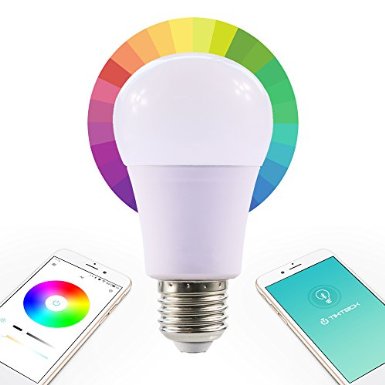 BLUETOOTH SMART LED COLOR CHANGING DIMMABLE LIGHT BULB RGB A19 E26 E27 controlled by Apple iphone ipad android mobile phone 75W with timer and mood setting