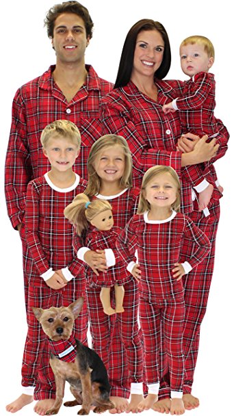 SleepytimePjs Family Matching Red Plaid Flannel Pajamas PJs Sets for the Family