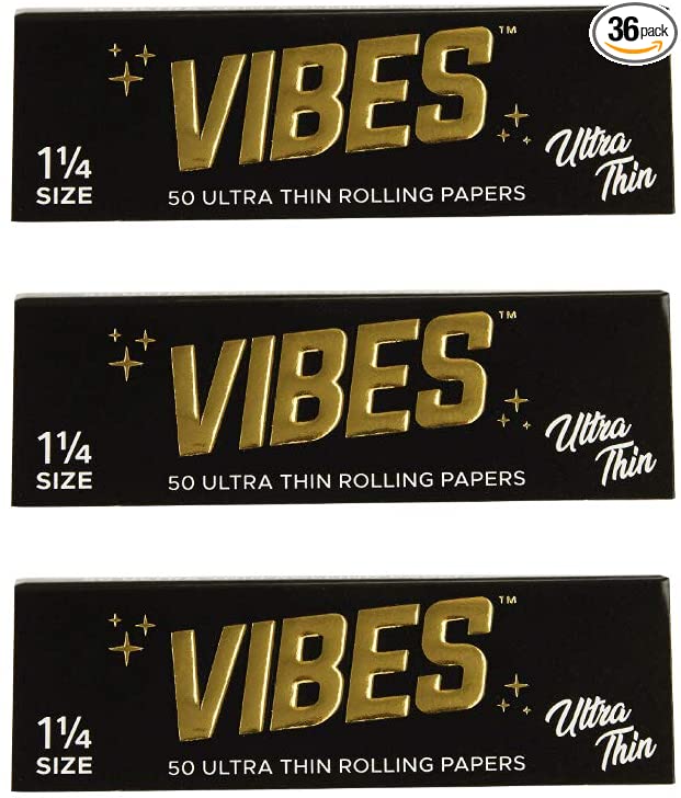 Vibes Rolling Papers 1.25 Inch Size 3 Pack of Booklet 50pc Each Natural Hemp and Arabic Gum Chlorine Free, Hemp, Rice and Ultra-Thin (Ultra-Thin)