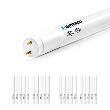 Parmida (20 Pack) LED T8 Light Tube, 4FT, 18W (40W Replacement), 5000K (Day Light), 2200 Lm, Frosted Cover, Dual-End & Single-End Powered, Works with/Without Ballast, Shatterproof, UL & DLC