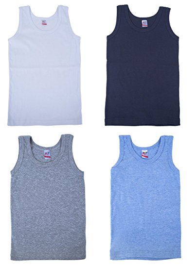 Kids By Brix Toddler and Boys Ultra Soft Comfort Turkish Cotton 4 pk. Tank Tops.