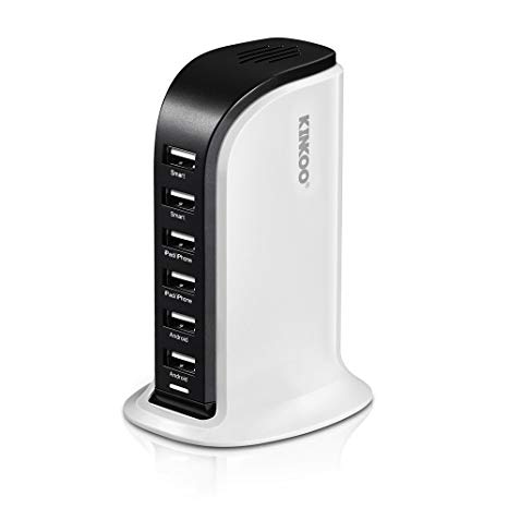 Kinkoo Desktop USB Charger 40W 6-Port Rapid USB Charging Station with iPower Technology(Yellow)