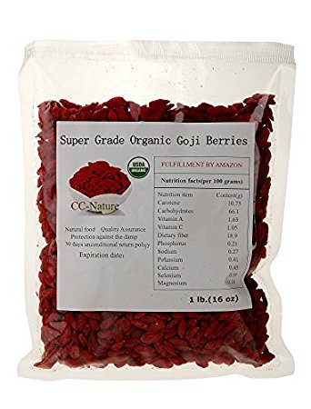 CCnature Certified Organic Super Grade Goji Berries 1 Pound Wolfberry