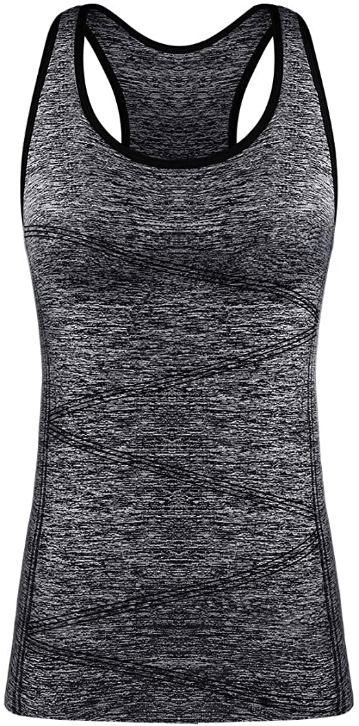 DISBEST Yoga Tank Tops for Women, Stretchy Sleeveless Shirt Workout Running Tops with Removable Bra Pads