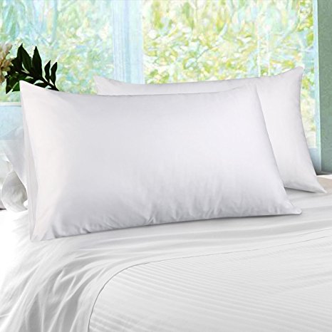 Cotton Pillowcases Set of 2 Queen Size 21x36 Envelope Closure End, Dust Mite & Bed Bug Control Pillow Protector, Ultra Soft Machine Washable Wrinkle Free Anti-Allergy Pillow Cases by T&R