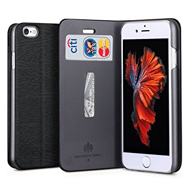 iPhone 6/6s Case, TORRAS [Forest Series] Flip PU Leather Wallet Style Case with Card Slot Holder function for Apple iPhone 6 6s 4.7 inch -Black