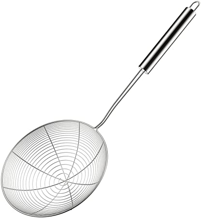 Kupadio Spider Strainer Skimmer Stainless Steel Ladle Wire Spoon with Long Handle/Spiral Mesh for Kitchen Cooking and Frying Food(6.1 inch)