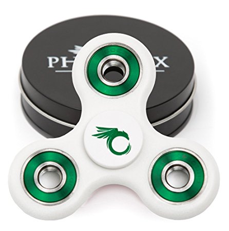 Tri Spinner Fidget Toy for ADHD - Stress and Anxiety Relief - EDC Office Toy, Super Fast Long Spins - 2017 Upgraded Premium R188 Center Bearing, Injection Molded (Non-3D) - White