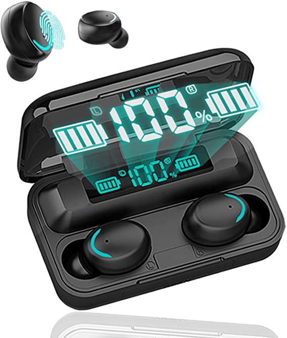 Wireless Earbuds Bluetooth 5.0 Headphones with Digital Intelligence LED Display 2000mAH Charging Case 220H Playtime Stereo Sound Headset IPX7 Waterproof Built-in Mic for para Android/iPhone/Airpods/Samsung
