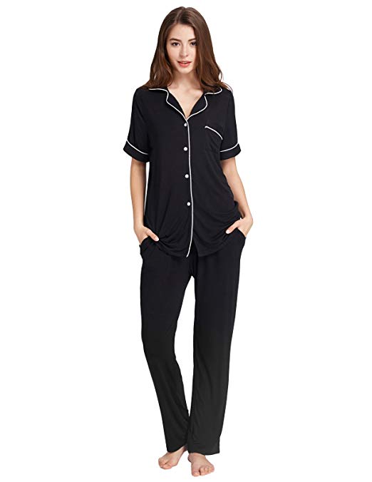Zexxxy Women's Cotton Sleepwear Boyfriend Style Short Sleeve Pajama Set ZE0158