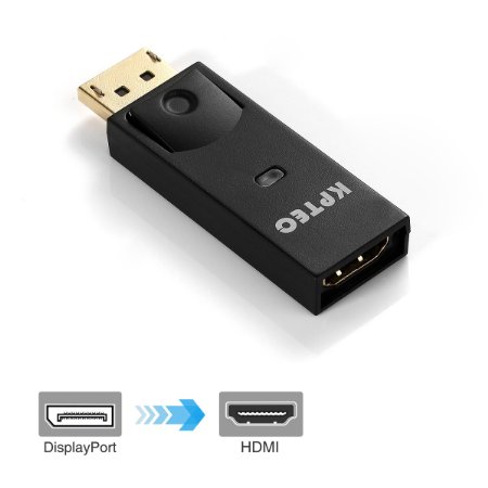 KPTEC Gold Plated DisplayPort to HDMI Type A Female VideoAudio Adapter Converter Dongle Black