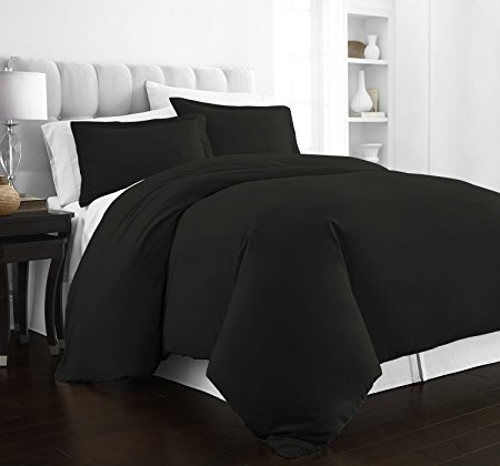 Beckham Hotel Collection Luxury Soft Brushed 2100 Series Microfiber Duvet Cover Set - Hypoallergenic - Twin/TwinXL - Black