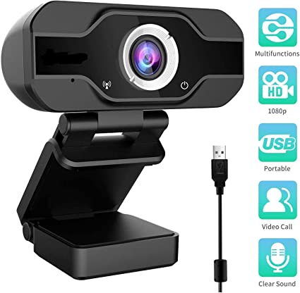 PC Webcam, 1080P Full HD Webcam USB Desktop & Laptop Webcam Live Streaming Webcam with Microphone Widescreen HD Video Webcam 90-Degree Extended View for Video Calling