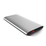 Solove Roco 10000mAh Portable Charger Ultra Slim Dual Port Power Bank Fast Charging External Battery Pack With LCD Display for iPhone iPad and Android Devices Silver