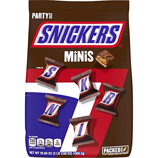 SNICKERS Minis Size Milk Chocolate Candy Bar Bulk Assortment, 35.6 oz Bag