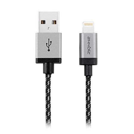 Axxbiz CableBiz-L001B, [Apple MFI Certified] Braided USB Lightning Cable for iPhone & iPad - Aluminium Housing - Gray