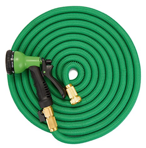 RAPICCA Expandable Hose (150 FT, Green)for Garden/Lawn/Car Wash/ Shower Pets. Flexible Water Hose with Solid Brass Connector and Extra Strength Fabric, Spray Nozzle Include(150 FT, Green)