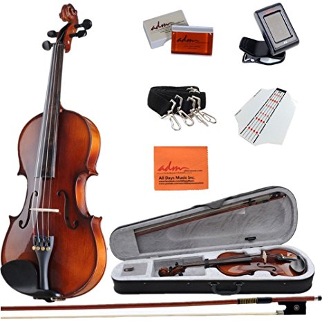 ADM Acoustic Violin 1/2 Size with Hard Case, Beginner Pack for Student, Red Brown