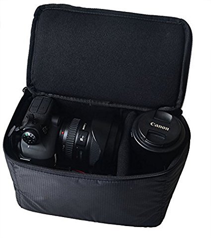 DSLR SLR Camera Insert Bag Camera Inner Case Bag Shockproof Padded Foldable Partition Protective Bag for SONY Canon Nikon DSLR Shot or Flash Ligh-Black